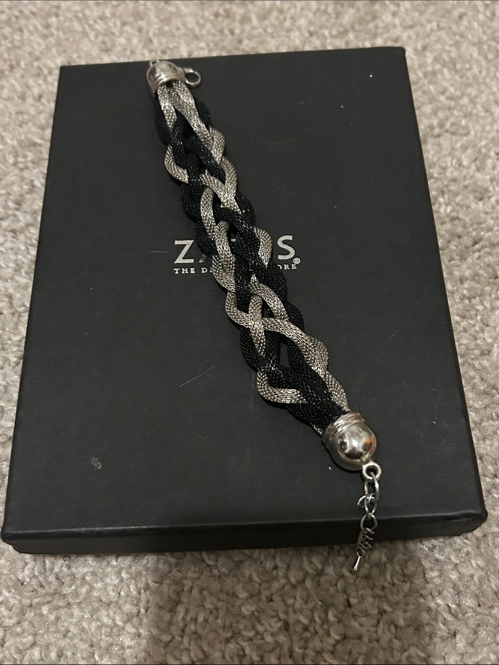 Black and Silver Braided Bracelet